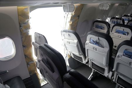 FILE PHOTO: The fuselage plug area of Alaska Airlines Flight